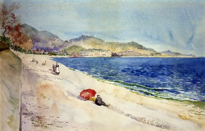 Am Strand unterhalb der Promenade des Anglais, Nizza, Frankreich, 1898 von Cass Gilbert