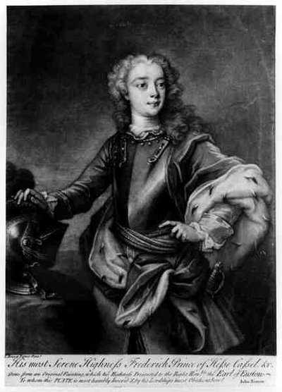 Porträt von Friedrich II. (1720-1785), Landgraf von Hessen-Kassel, graviert von John Simon von Cavaliere Carlo Francesco Rusca