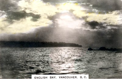Sonnenuntergang über der English Bay, Vancouver, British Columbia, Kanada, ca. 1920er von Cavenders Ltd