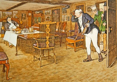 Am Tisch saß Mr. Tupman, der so wenig wie möglich wie ein Mann aussah, der sich von dieser Welt verabschiedet hat von Cecil Charles Windsor Aldin