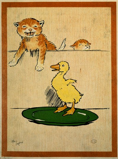 Katzen und Ente. Zeichnung von Cecil Aldin (1870-1935). Paris, Decorative Arts von Cecil Charles Windsor Aldin