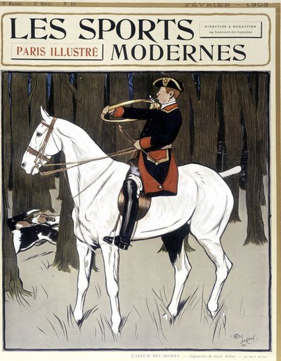 Jagd (ein Mann zu Pferd ermutigt Hunde) Titelblatt Modern Sports 02/1906 von Cecil Charles Windsor Aldin