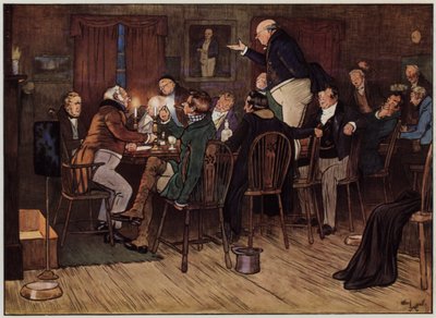 Illustration für Die Pickwickier von Cecil Aldin (Farblitho) von Cecil Charles Windsor Aldin