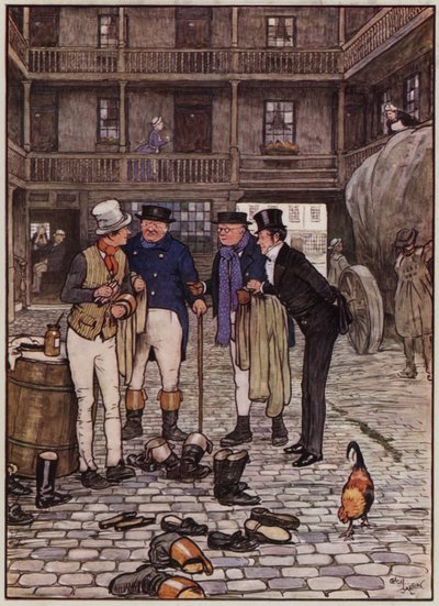 Illustration für Die Pickwick-Papiere von Cecil Aldin (Farblithografie) von Cecil Charles Windsor Aldin