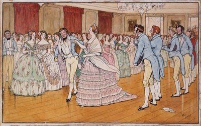 Mrs. Barrington führt sehr zufrieden mit Stephen Dumpling an, Illustration zu "Handley Cross" von Robert Smith Surtees von Cecil Charles Windsor Aldin