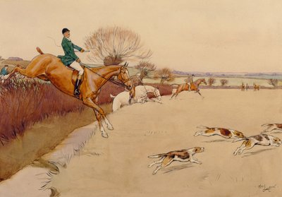 Hoch und Über (Graphit, Feder & Tinte und Aquarell auf Papier) von Cecil Charles Windsor Aldin