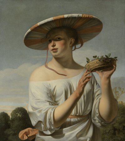Mädchen mit großem Hut von Cesar Boetius van Everdingen