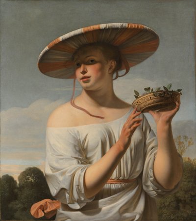Mädchen mit großem Hut, 1645-1648 von Cesar Boetius van Everdingen