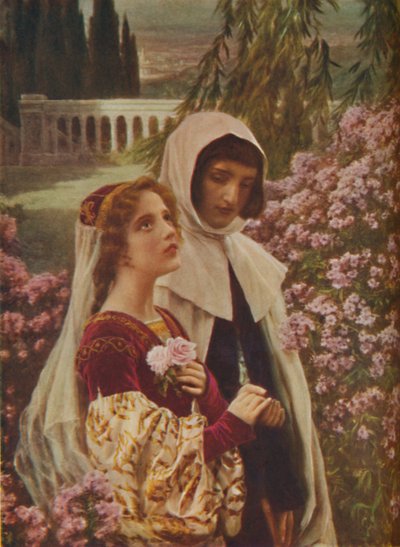 Dante Alighieri - Dante und Beatrice im Garten von Cesar Saccagi