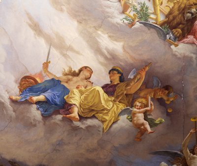 Detail (Allegorie Italiens), Fresko von Cesare Mariani, Decke, Saal der Mehrheit, Palazzo delle Finanze, Rom, Italien von Cesare Mariani