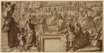 Der heilige Karl Borromäus betritt die Stadt Pavia: Entwurf für eine Wanddekoration von Cesare Nebbia