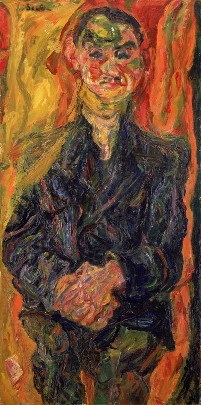 Mann in Blau, mit gelbem und rotem Hintergrund von Chaim Soutine