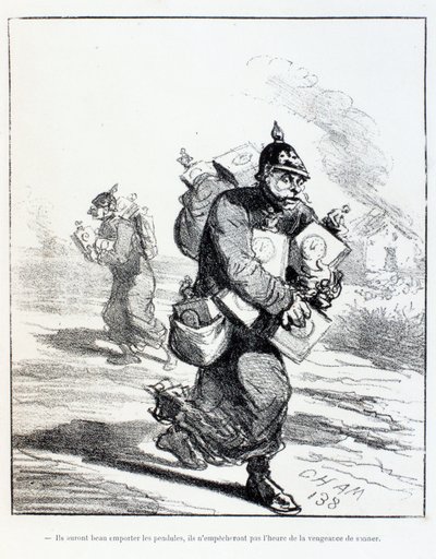 Cham „Sie können die Uhren wegnehmen, sie werden nicht verhindern, dass die Stunde der Rache schlägt“, Le Charivari von Amédée de Noé