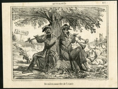 Illustration von Cham (1819-1879) in Le Charivari - Neueste Krim-Nachrichten - Krieg, Musik, Krimkrieg von Amédée de Noé