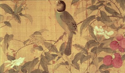 Vögel und Blumen, Detail aus einer horizontalen Schriftrolle von Chao Chi