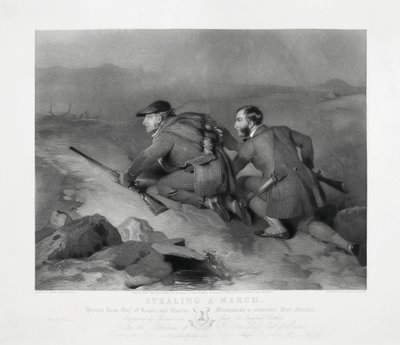 Stealing a March, graviert von Edward Burton von Charles (after) Landseer