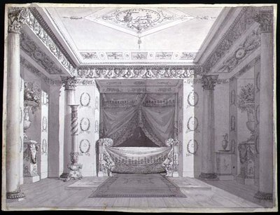 Entwurf für ein Empire-Schlafzimmer, ca. 1810 von Charles (attr. to) Percier