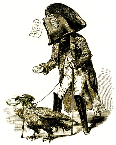 Blinder Napoleon III von einem Adler getroffen, bittet um "ein kleines Imperium bitte!" von Charles Albert d