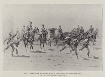 Die CIV an der Front, die berittene Eskorte zu Cronje kommt ins Modder River Camp von Charles Auguste Loye