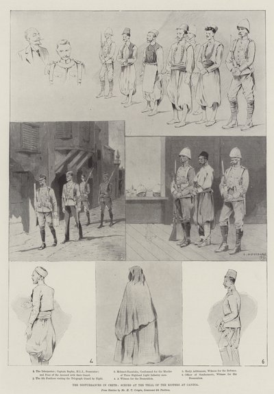 Die Unruhen auf Kreta, Szenen beim Prozess der Aufrührer in Candia von Charles Auguste Loye