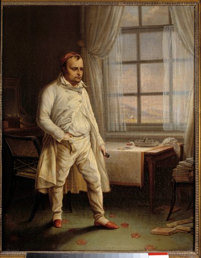 Porträt von Napoleon I. (1769-1821) auf St. Helena, diktiert seine Memoiren von Charles Auguste Steuben