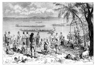 Bootsrennen auf dem Mekong, 1895 von Charles Barbant