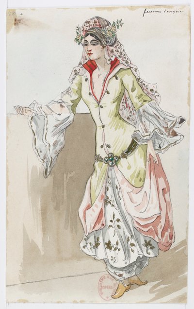 Holmès - La montagne noire - Kostümentwürfe von Charles Bianchini - 10c. Türkische Frau von Charles Bianchini
