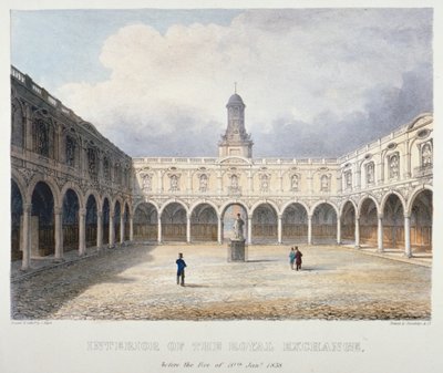 Hof der Royal Exchange, City of London, 1838 von Charles Bigot