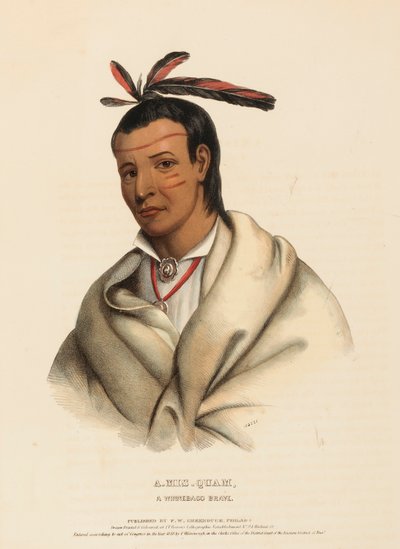 A-MIS-QUAM, EIN WINNEBAGO TAPFERER, aus History of Indian Tribes of North America von Charles Bird King