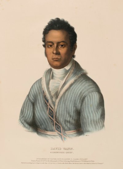 DAVID VANN. Ein Cherokee-Häuptling, aus Geschichte der Indianerstämme Nordamerikas von Charles Bird King