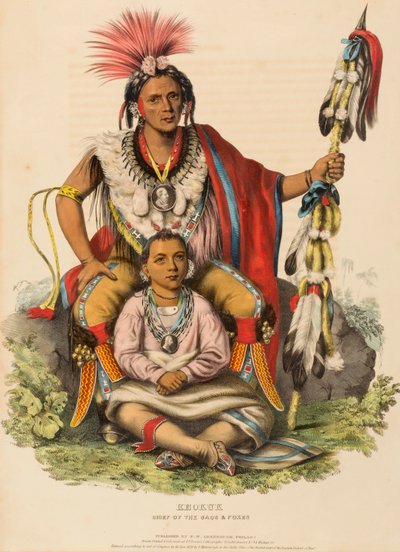 KEOKUK. HÄUPTLING DER SACS UND FOXES., aus Geschichte der Indianerstämme Nordamerikas von Charles Bird King