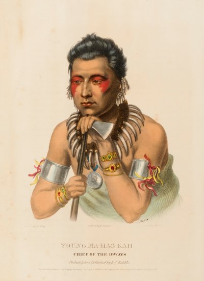 Junger Ma-Has-Kah, Häuptling der Ioways, aus Geschichte der Indianerstämme Nordamerikas von Charles Bird King