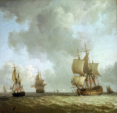 Schiffe der britischen Royal Navy im Ozeanwind, um 1750 von Charles Brooking