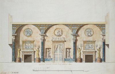 Entwurf für die Haupthalle im Achatpavillon in Zarskoje Selo, frühe 1780er von Charles Cameron