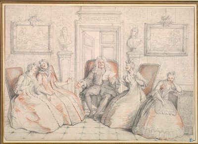 Trissotin liest Philaminte, Bélise und Armande vor (aus Akt 3, Szene 2 von Molières "Die gelehrten Frauen") von Charles Coypel