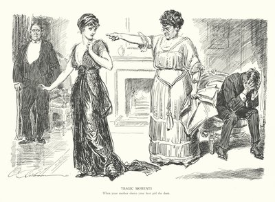 Tragische Momente, wenn deine Mutter deinem besten Mädchen die Tür zeigt von Charles Dana Gibson