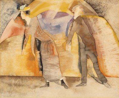 Im Vaudeville: Frau und Mann auf der Bühne von Charles Demuth
