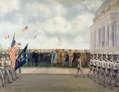 Marschall Joffre auf Mission in Washington, inspiziert Studenten von West Point, Frühling 1917 von Charles Edmund Brock