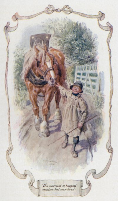 Das fröhlichste und glücklichste Wesen, das je gelebt hat (Farblithographie) von Charles Edmund Brock
