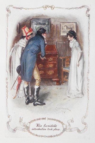 Diese eindrucksvolle Einführung fand statt, Georgina Darcy und ihr Bruder, Fitzwilliam Darcy, mit Elizabeth Bennet, Illustration zu 