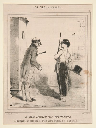 Ein Mann entdeckt, weil er überrascht wurde, aus der Serie Les Vesuviennes veröffentlicht in Le Charivari von Charles Edouard de Beaumont