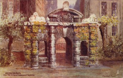 Altes Wasser Tor von den Victoria Embankment Gardens in London von Charles Edwin Flower