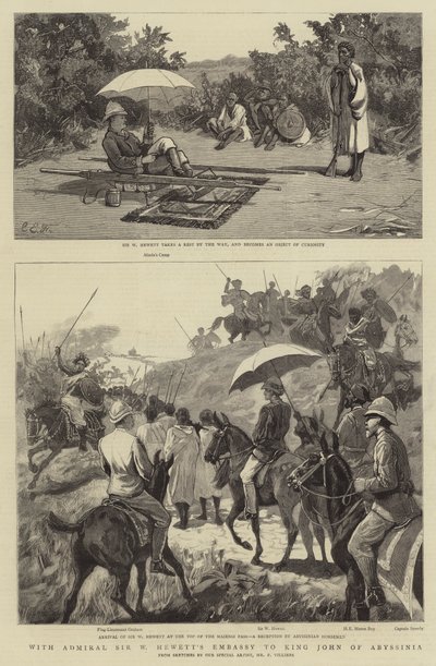 Mit der Botschaft von Admiral Sir W. Hewett zu König John von Abessinien von Charles Edwin Fripp