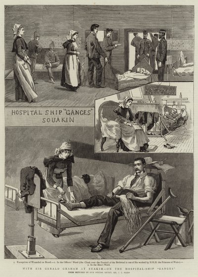 Mit Sir Gerald Graham in Suakim, auf dem Hospitalschiff Ganges von Charles Edwin Fripp