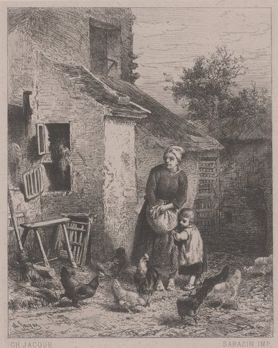 Ein Eck des Hofes, oder Un Coin de Cour von Charles Emile Jacque