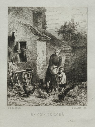 Eine Ecke des Hofes von Charles Emile Jacque
