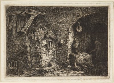 Inneres eines Landhauses von Charles Emile Jacque