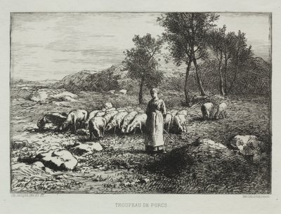 Schweineherde von Charles Emile Jacque