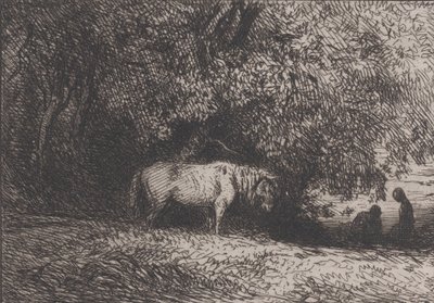 Pferd unter einem Ast, 1846 von Charles Emile Jacque