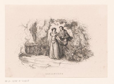 Paar in einem Garten von Charles Emile Jacque